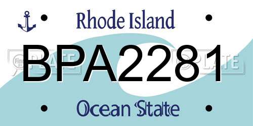 BPA2281 Rhode Island License Plate
