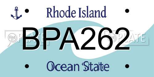 BPA262 Rhode Island License Plate