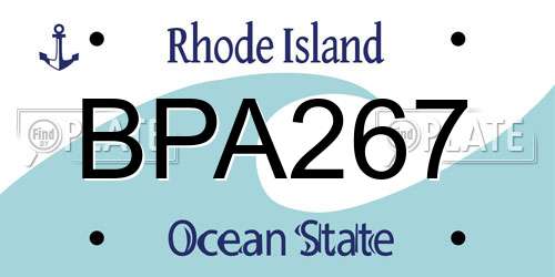 BPA267 Rhode Island License Plate