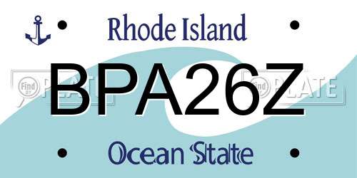 BPA26Z Rhode Island License Plate