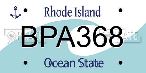 BPA368 Rhode Island License Plate