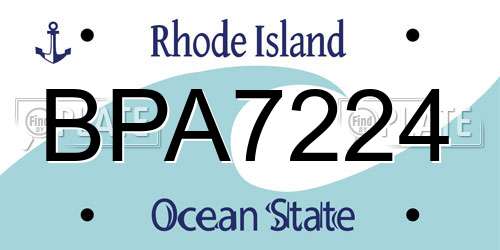 BPA7224 Rhode Island License Plate