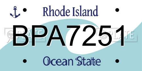 BPA7251 Rhode Island License Plate