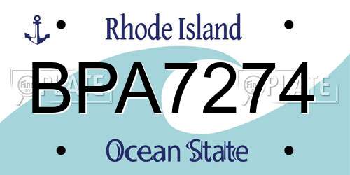 BPA7274 Rhode Island License Plate