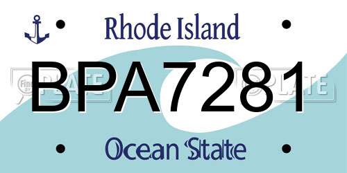 BPA7281 Rhode Island License Plate