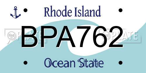 BPA762 Rhode Island License Plate