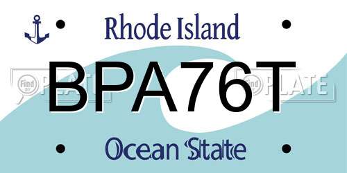 BPA76T Rhode Island License Plate