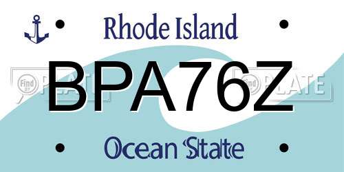BPA76Z Rhode Island License Plate