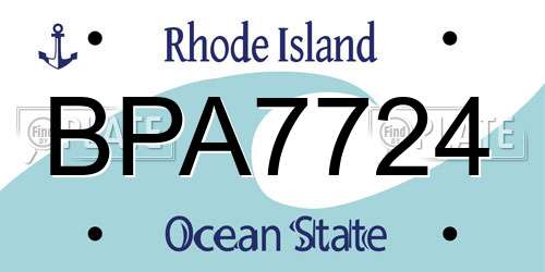 BPA7724 Rhode Island License Plate