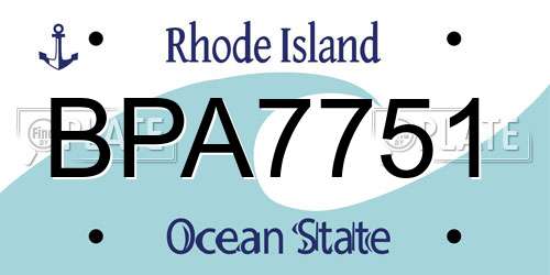 BPA7751 Rhode Island License Plate