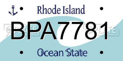 BPA7781 Rhode Island License Plate