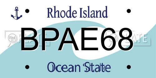 BPAE68 Rhode Island License Plate