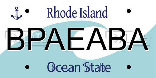 BPAEABA Rhode Island License Plate