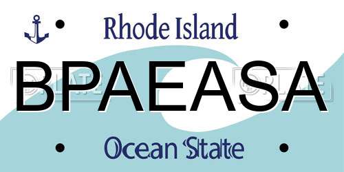 BPAEASA Rhode Island License Plate