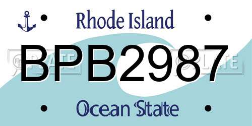 BPB2987 Rhode Island License Plate