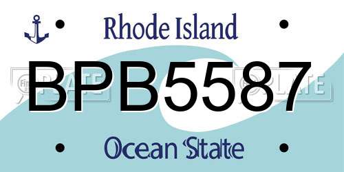 BPB5587 Rhode Island License Plate