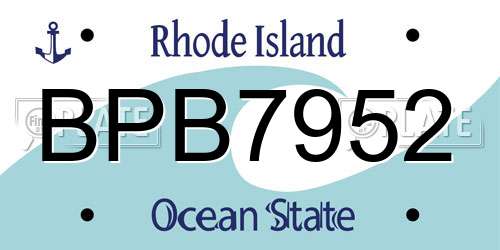 BPB7952 Rhode Island License Plate