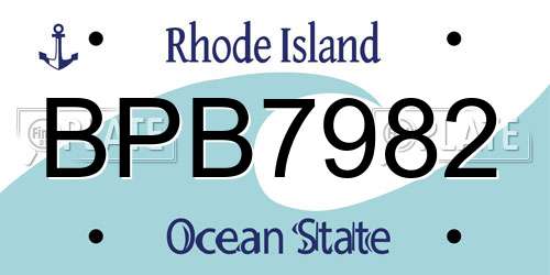 BPB7982 Rhode Island License Plate