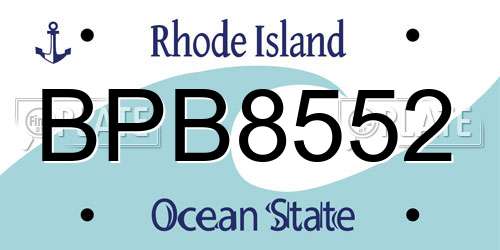 BPB8552 Rhode Island License Plate