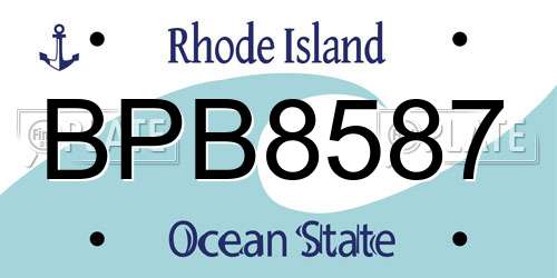 BPB8587 Rhode Island License Plate