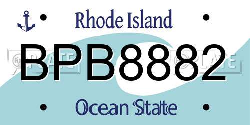 BPB8882 Rhode Island License Plate
