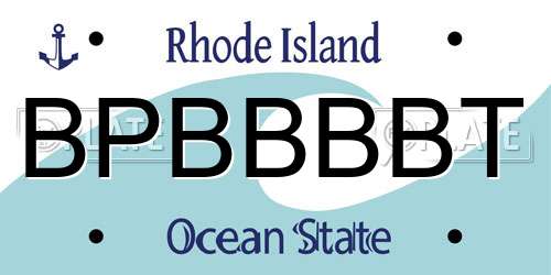 BPBBBBT Rhode Island License Plate