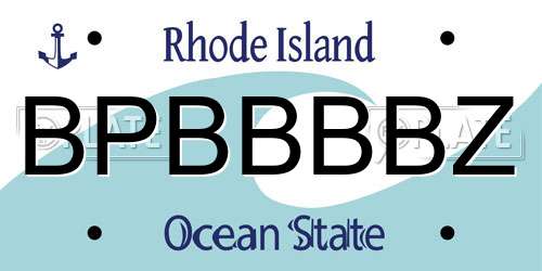 BPBBBBZ Rhode Island License Plate