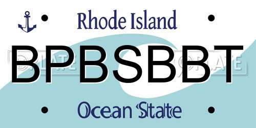 BPBSBBT Rhode Island License Plate