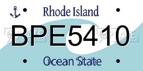 BPE5410 Rhode Island License Plate