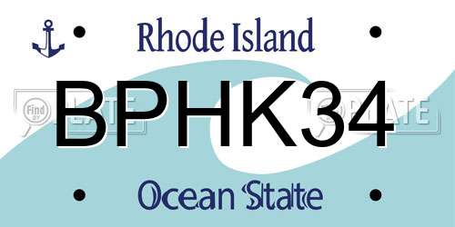 BPHK34 Rhode Island License Plate