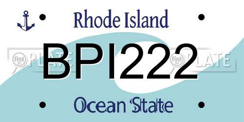 BPI222 Rhode Island License Plate