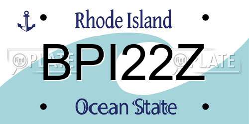 BPI22Z Rhode Island License Plate