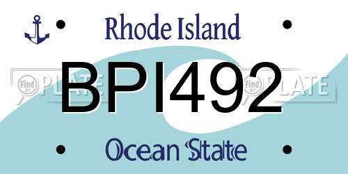 BPI492 Rhode Island License Plate