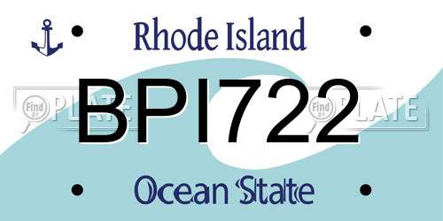 BPI722 Rhode Island License Plate