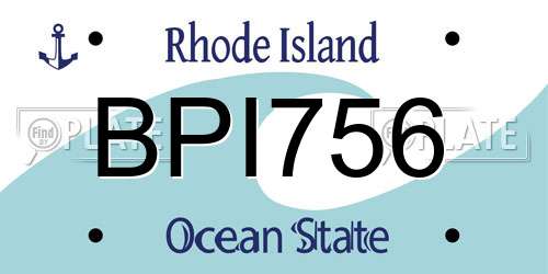 BPI756 Rhode Island License Plate