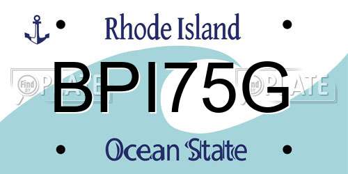 BPI75G Rhode Island License Plate