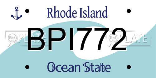 BPI772 Rhode Island License Plate