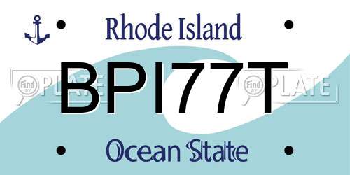 BPI77T Rhode Island License Plate