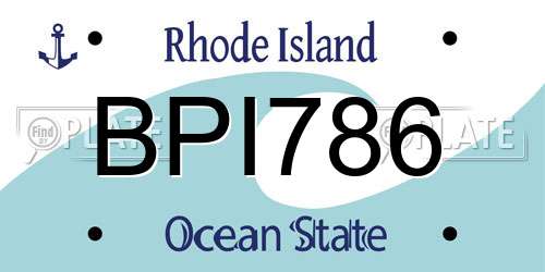 BPI786 Rhode Island License Plate