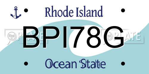BPI78G Rhode Island License Plate