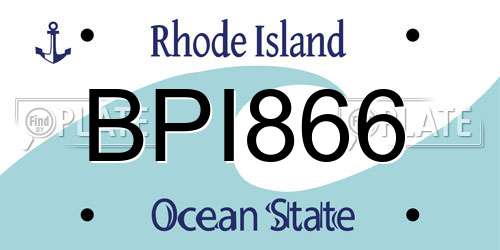 BPI866 Rhode Island License Plate