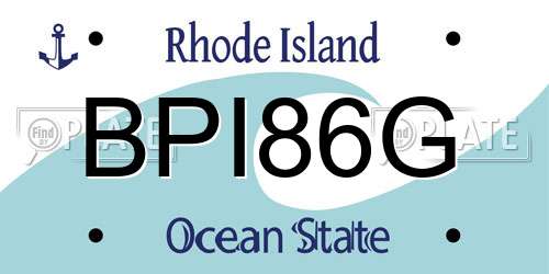 BPI86G Rhode Island License Plate