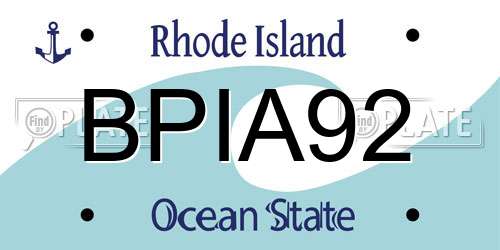 BPIA92 Rhode Island License Plate