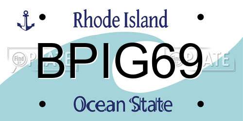 BPIG69 Rhode Island License Plate