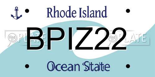 BPIZ22 Rhode Island License Plate