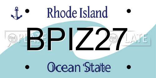 BPIZ27 Rhode Island License Plate