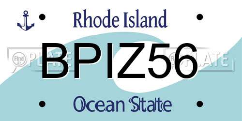 BPIZ56 Rhode Island License Plate