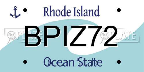 BPIZ72 Rhode Island License Plate