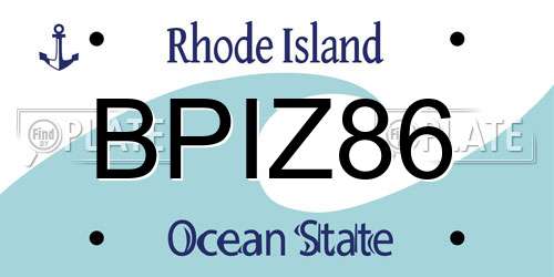 BPIZ86 Rhode Island License Plate