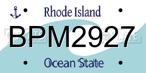 BPM2927 Rhode Island License Plate